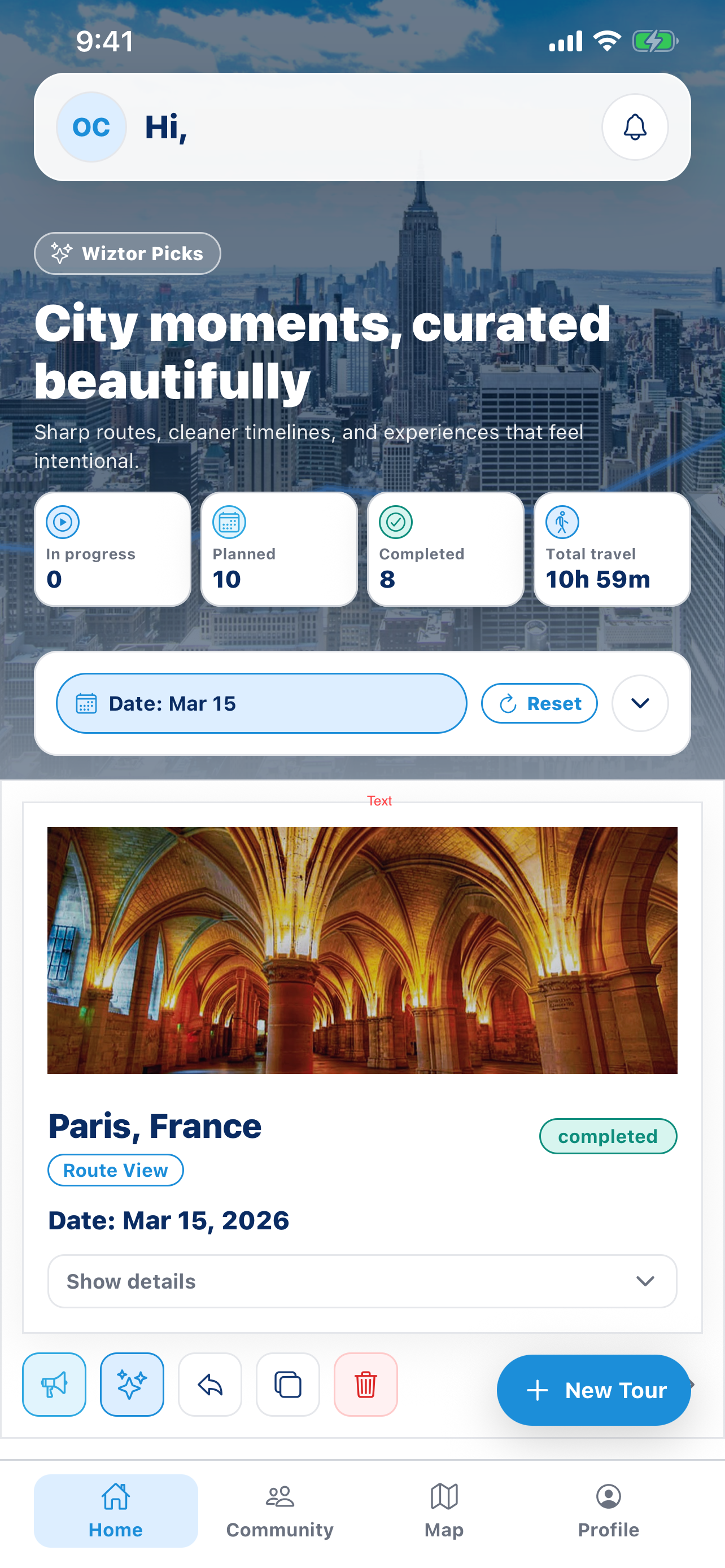 Wiztor home screen preview